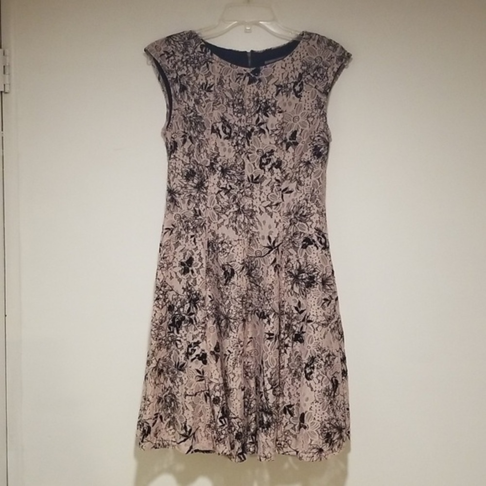 Danny & Nicole Black and Cream Floral Mini Dress